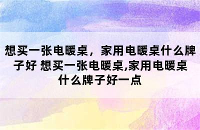 想买一张电暖桌，家用电暖桌什么牌子好 想买一张电暖桌,家用电暖桌什么牌子好一点